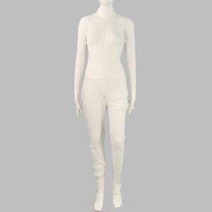 NEW ARRIVALS Size M White See Through Polyester Lace Bodysuit